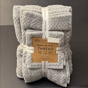 6pc COMMON THREAD Eco-Melange Bamboo Bath Towel Set Bundle - Gray